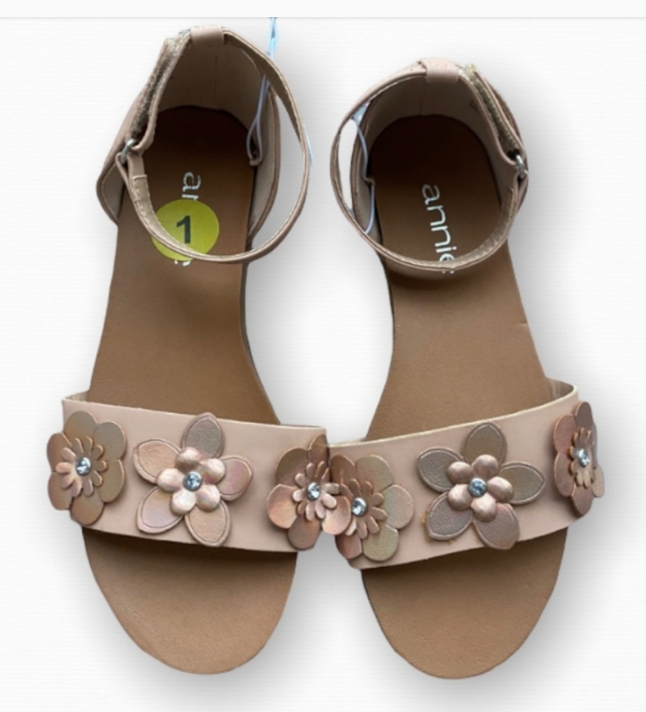 NWOT Annie Girls Floral Flat Sandals Size 1